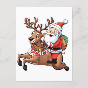 Santa Claus with Gifts of Peace Holiday Postcard