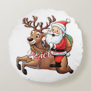 Santa Claus with Gifts of Peace Round Cushion