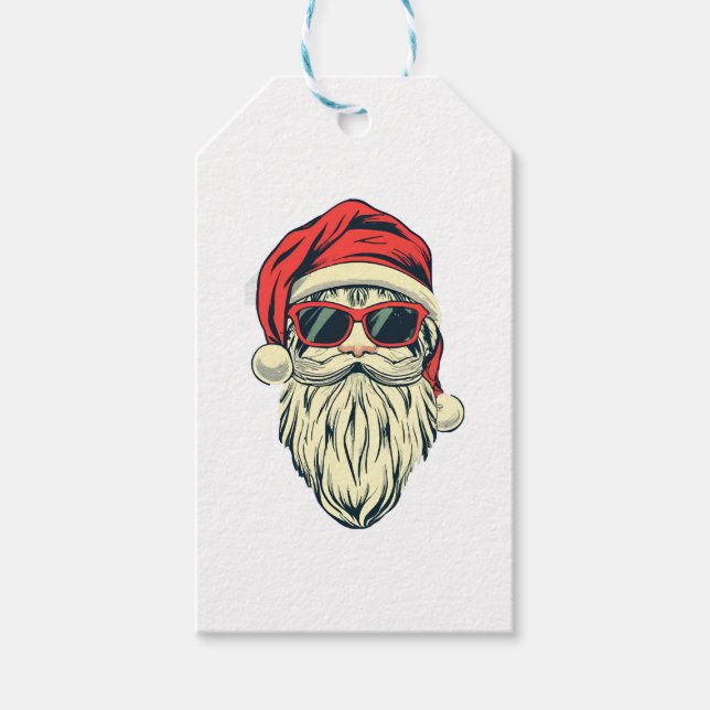 santa claus with glasses gift tags (Front)