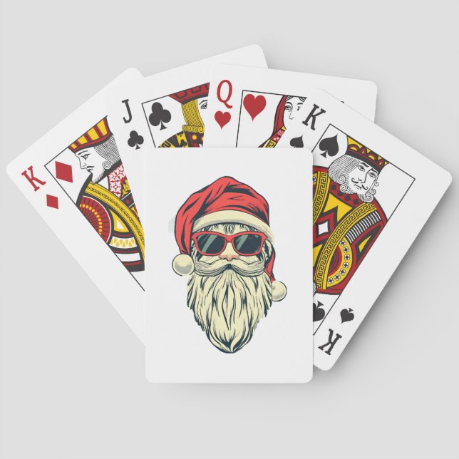 santa claus with glasses playing cards (Back)