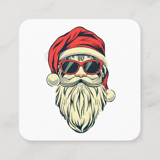 santa claus with glasses square business card (Back)