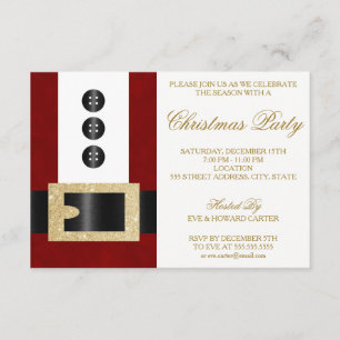 Santa Claus with Glitter Belt Party Invitation
