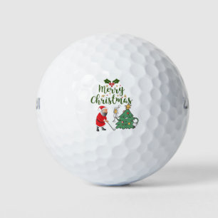 Santa Claus with golf ball Merry Christmas golfer 