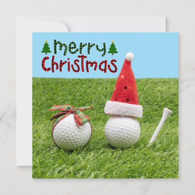 Santa Claus with golf ball  Merry Christmas golfer Card (Front)