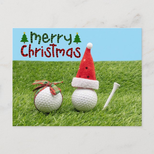 Santa Claus with golf ball  Merry Christmas golfer Postcard (Front)