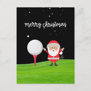 Santa Claus with golf ball on tee Christmas  Postcard