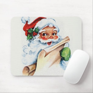 Santa Claus with his Christmas list scroll Mouse Mat