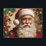 Santa Claus with Holly Berry, Christmas Ornaments Holiday Postcard<br><div class="desc">Santa Claus illustration</div>