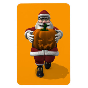 Santa Claus With Huge Pumpkin Magnet
