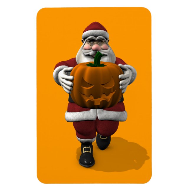 Santa Claus With Huge Pumpkin Magnet (Vertical)
