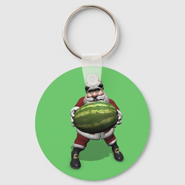 Santa Claus With Huge Watermelon Key Ring (Front)