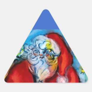 SANTA CLAUS  WITH LANTERN IN THE CHRISTMAS NIGHT TRIANGLE STICKER