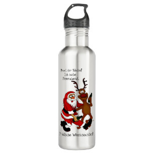 Santa Claus with moose - frohes Fest 710 Ml Water Bottle