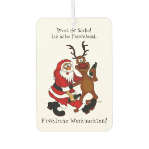 Santa Claus with moose - Happy Christmas Car Air Freshener