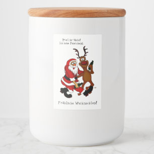 Santa Claus with moose - Happy Christmas Food Label