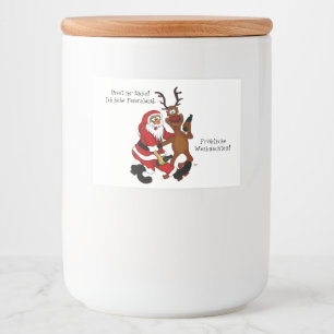 Santa Claus with moose - Happy Christmas Food Label