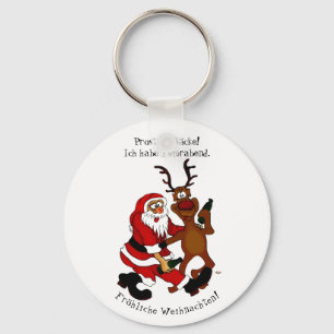 Santa Claus with moose - Happy Christmas Key Ring