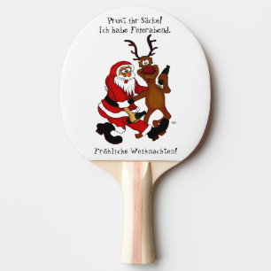Santa Claus with moose - Happy Christmas Ping Pong Paddle
