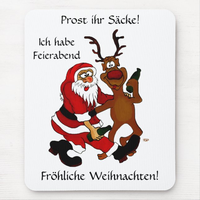 Santa Claus with moose Mouse Mat (Front)