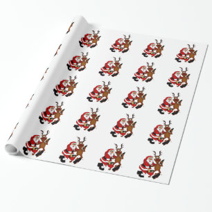 Santa Claus with moose Wrapping Paper