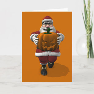Santa Claus With Pumpkin Holiday Card