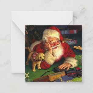 Santa Claus With Puppy Holiday Christmas Card