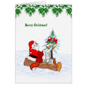 Santa Claus with Rabbit Fox and Squirrel