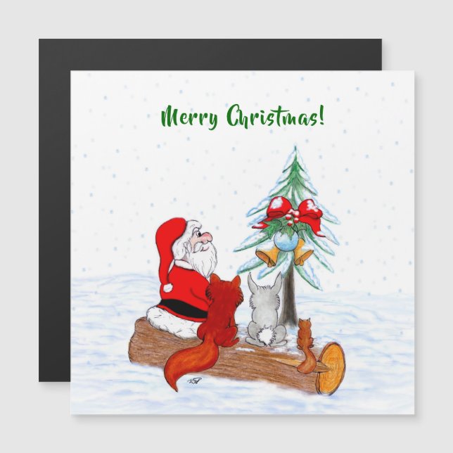 Santa Claus with Rabbit Fox and Squirrel (Front/Back)
