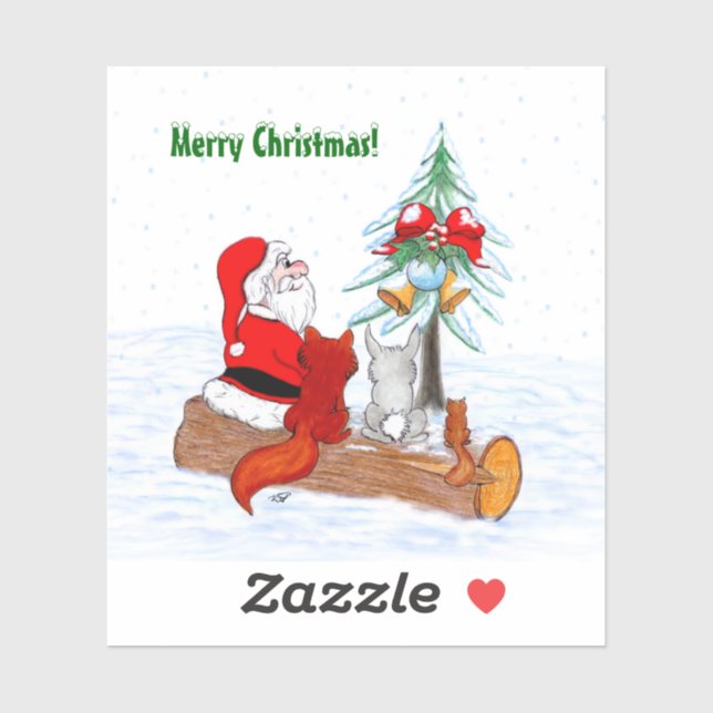 Santa Claus with Rabbit Fox and Squirrel (Sheet)
