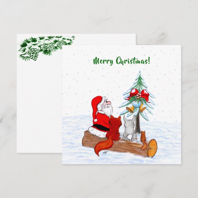 Santa Claus with Rabbit Fox and Squirrel (Front/Back)