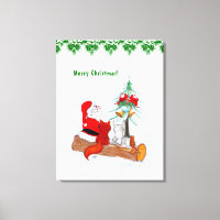 Santa Claus with Rabbit Fox and Squirrel