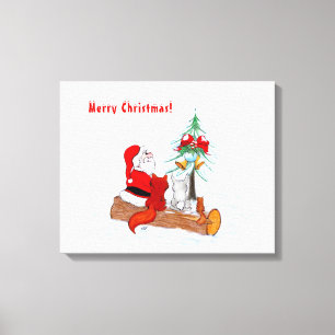 Santa Claus with Rabbit Fox and Squirrel Canvas Print