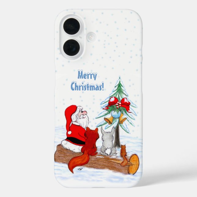 Santa Claus with Rabbit Fox and Squirrel Case-Mate iPhone Case (Back)