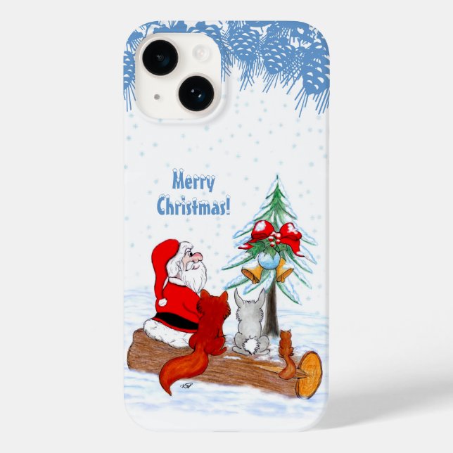 Santa Claus with Rabbit Fox and Squirrel Case-Mate iPhone Case (Back)
