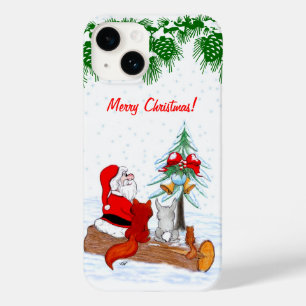 Santa Claus with Rabbit Fox and Squirrel Case-Mate iPhone 14 Case