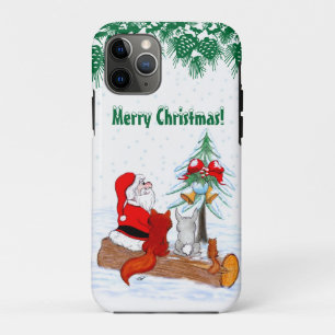 Santa Claus with Rabbit Fox and Squirrel iPhone 11 Pro Case