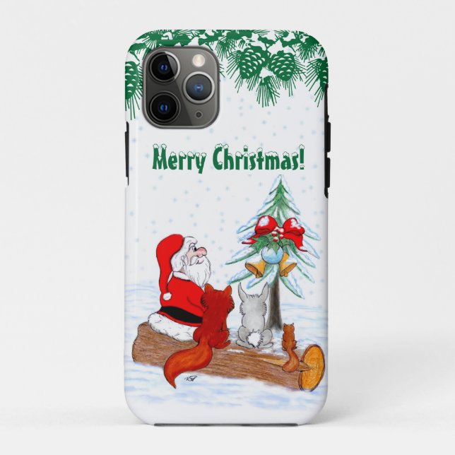 Santa Claus with Rabbit Fox and Squirrel Case-Mate iPhone Case (Back)