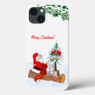 Santa Claus with Rabbit Fox and Squirrel iPhone 13 Case