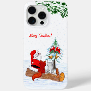 Santa Claus with Rabbit Fox and Squirrel iPhone 15 Pro Max Case