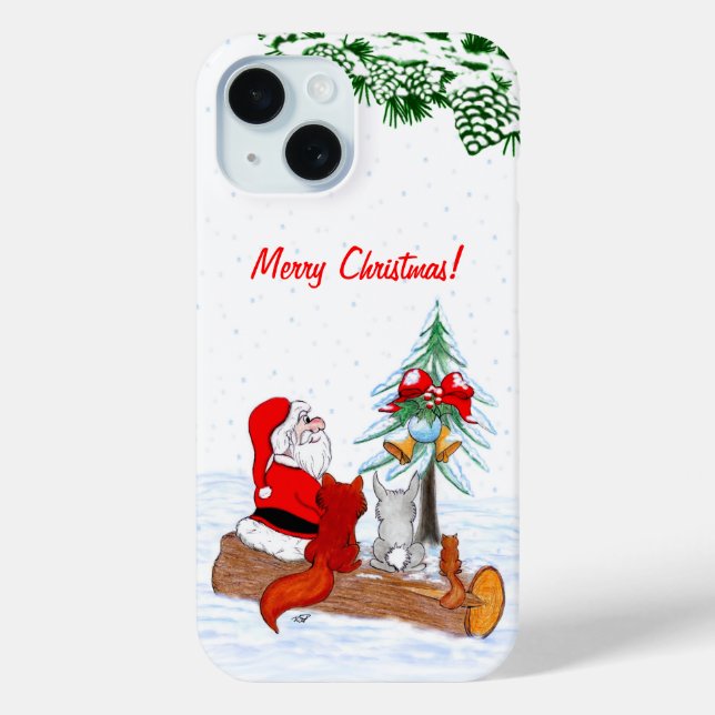 Santa Claus with Rabbit Fox and Squirrel Case-Mate iPhone Case (Back)