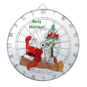 Santa Claus with Rabbit Fox and Squirrel Dartboard