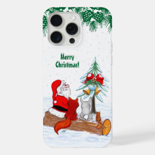 Santa Claus with Rabbit Fox and Squirrel iPhone 15 Pro Max Case