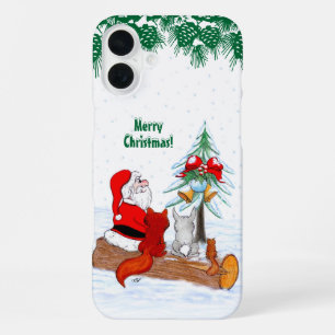 Santa Claus with Rabbit Fox and Squirrel iPhone 16 Plus Case