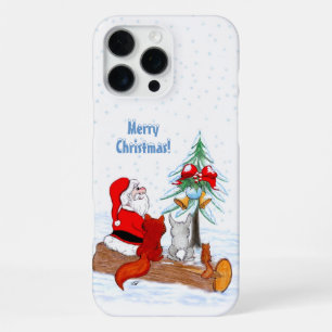 Santa Claus with Rabbit Fox and Squirrel iPhone 16 Pro Max Case
