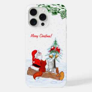 Santa Claus with Rabbit Fox and Squirrel iPhone 15 Pro Max Case