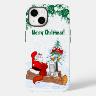 Santa Claus with Rabbit Fox and Squirrel iPhone 14 Case