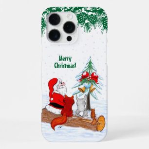 Santa Claus with Rabbit Fox and Squirrel iPhone 16 Pro Max Case