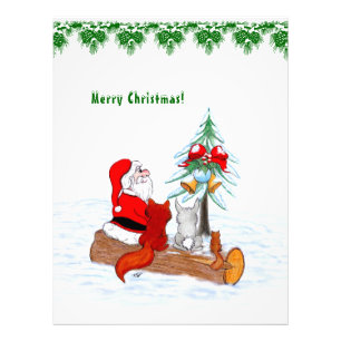 Santa Claus with Rabbit Fox and Squirrel Photo Print