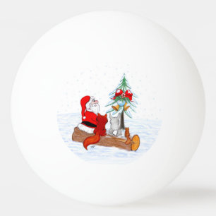 Santa Claus with Rabbit Fox and Squirrel Ping Pong Ball