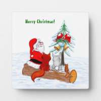 Santa Claus with Rabbit Fox and Squirrel